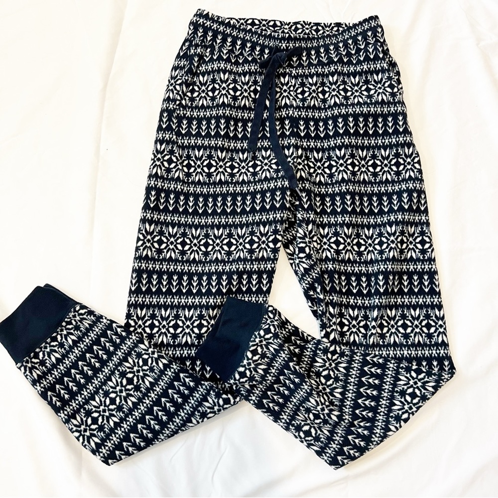 Uniqlo Navy Fair Isle Winter Print Fleece Pants Size XS